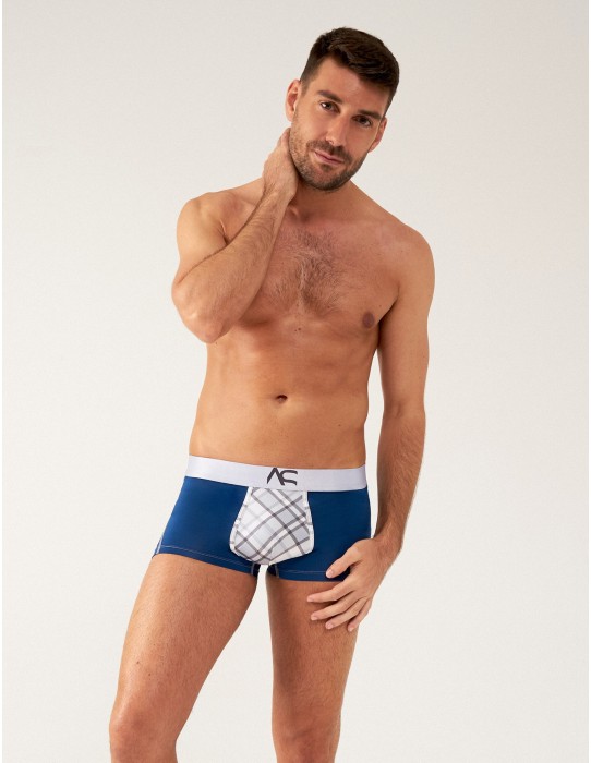 Adam Smith - Saltire Trunk - Navy W/ Plaid Pouch