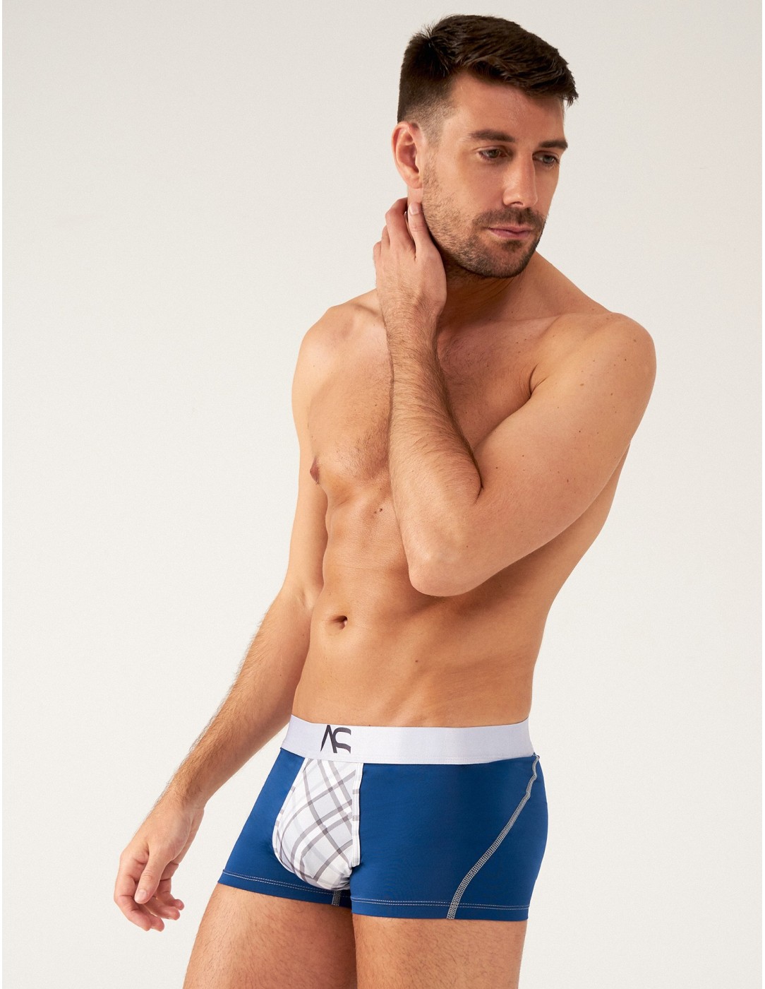 Adam Smith - Saltire Trunk - Navy W/ Plaid Pouch