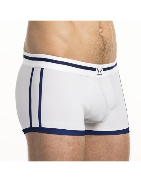 Bluebuck - White Trunks With Navy Binding