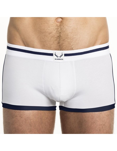Bluebuck - White Trunks With Navy Binding