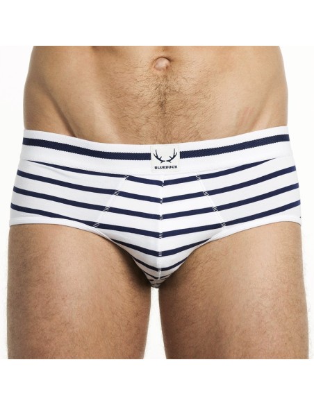 Bluebuck - White Briefs With Stripes
