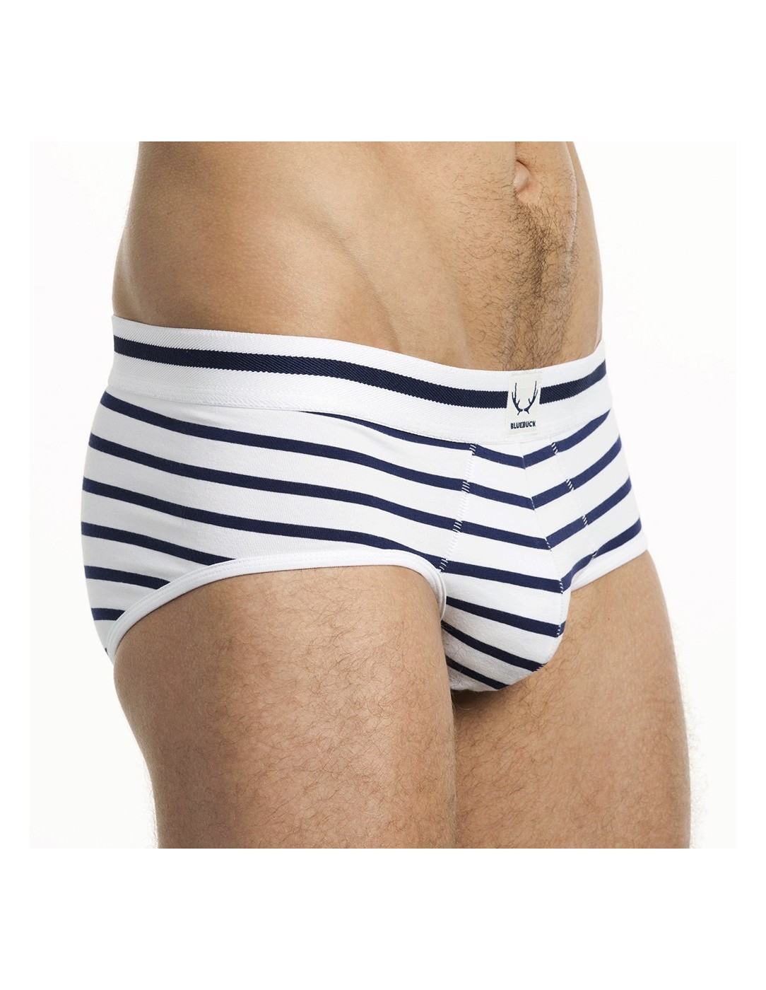 Bluebuck - White Briefs With Stripes