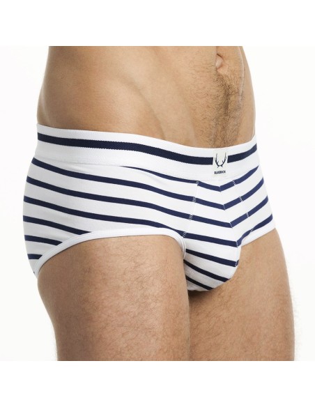 Bluebuck - White Briefs With Stripes