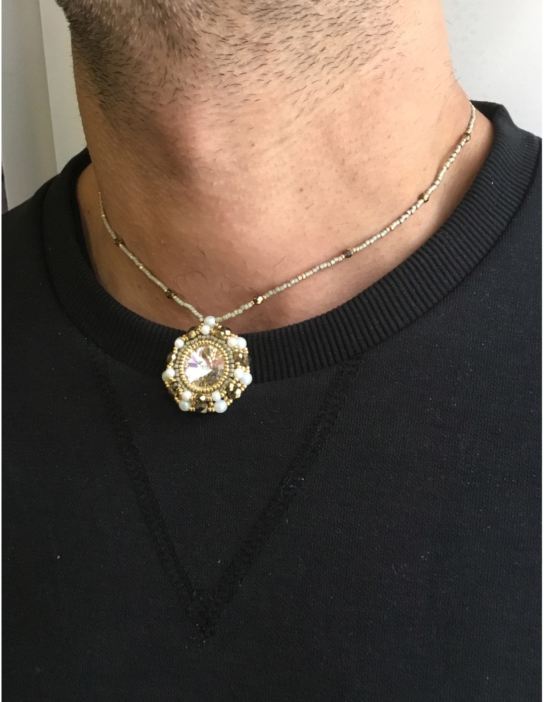 Zosimi Beads - Marian Necklace - Crystal Argent...