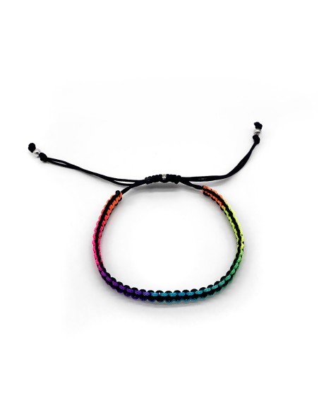 Zosimi Beads - Square Knot Bracelet - Black and Rainbow