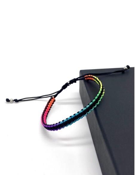 Zosimi Beads - Square Knot Bracelet - Black and Rainbow