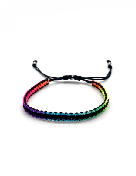 Zosimi Beads - Square Knot Bracelet - Black and Rainbow
