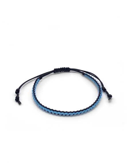 Zosimi Beads - Leather Bracelet - Black and Aqua Blue