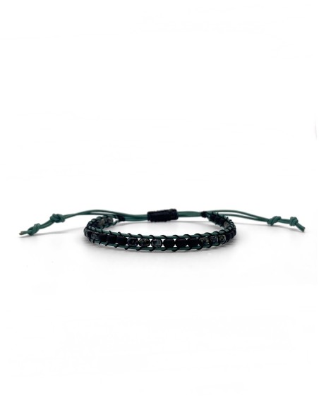Zosimi Beads - Leather Bracelet - Turquoise with Black and Picasso Smoky Black Beads