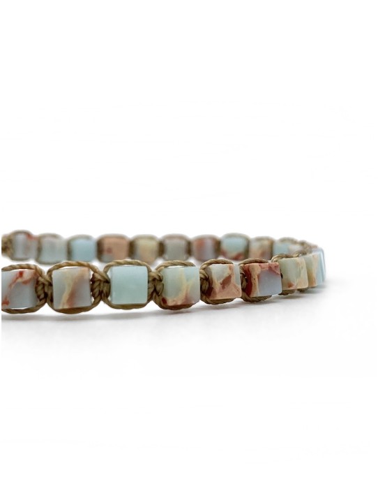 Zosimi Beads - Cubes Gemstone Bracelet - Light Blue/Red... 2