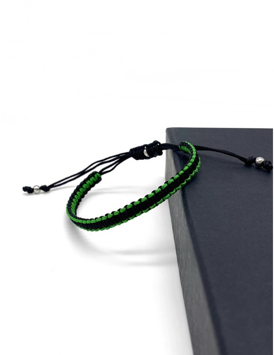 Zosimi Beads - Square Knot Bracelet - Black and Green 2