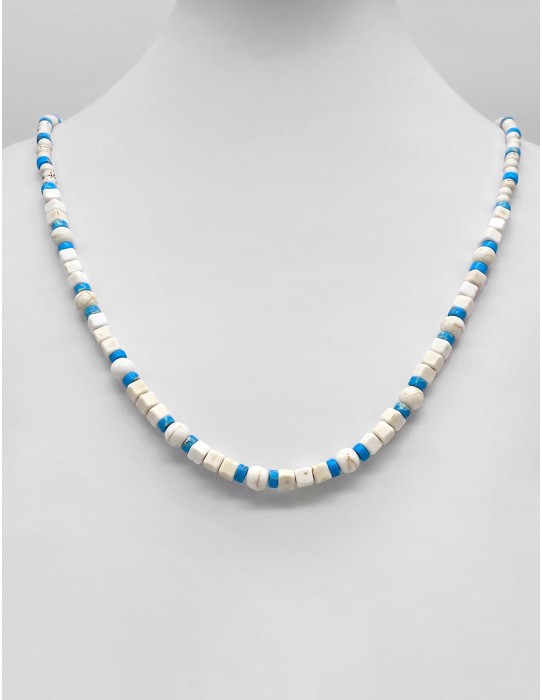 Zosimi Beads - Howlite necklace - Off white and Turquoise 2
