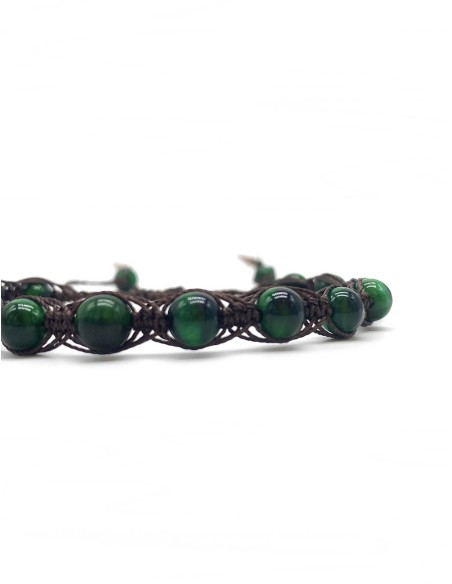 Zosimi Beads - Green Tiger's Eye Herringbone bracelet