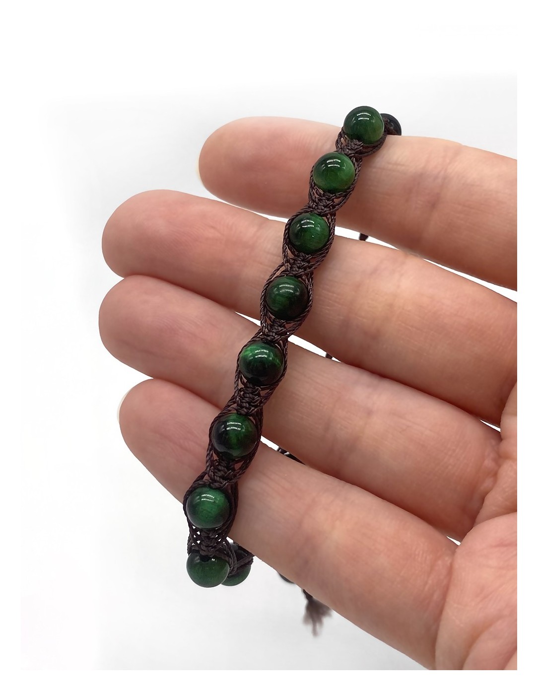 Zosimi Beads - Green Tiger's Eye Herringbone...