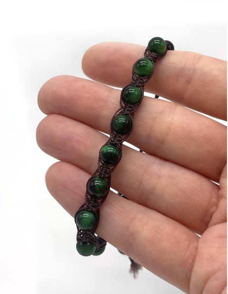 Zosimi Beads - Green Tiger's Eye Herringbone bracelet