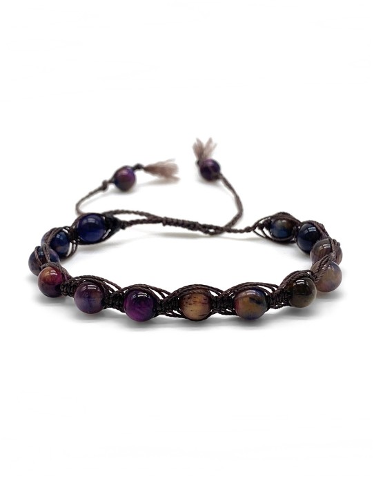 Zosimi Beads - Purple Earth Tiger's Eye Herringbone bracelet