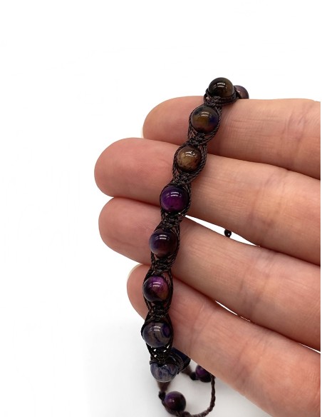Zosimi Beads - Purple Earth Tiger's Eye Herringbone bracelet