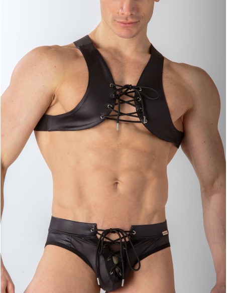 WOH - Night Universe Lace-Up Harness - Black Leatherette