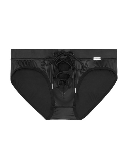 WOH - Night Universe Lace-Up Briefs - Black Leatherette