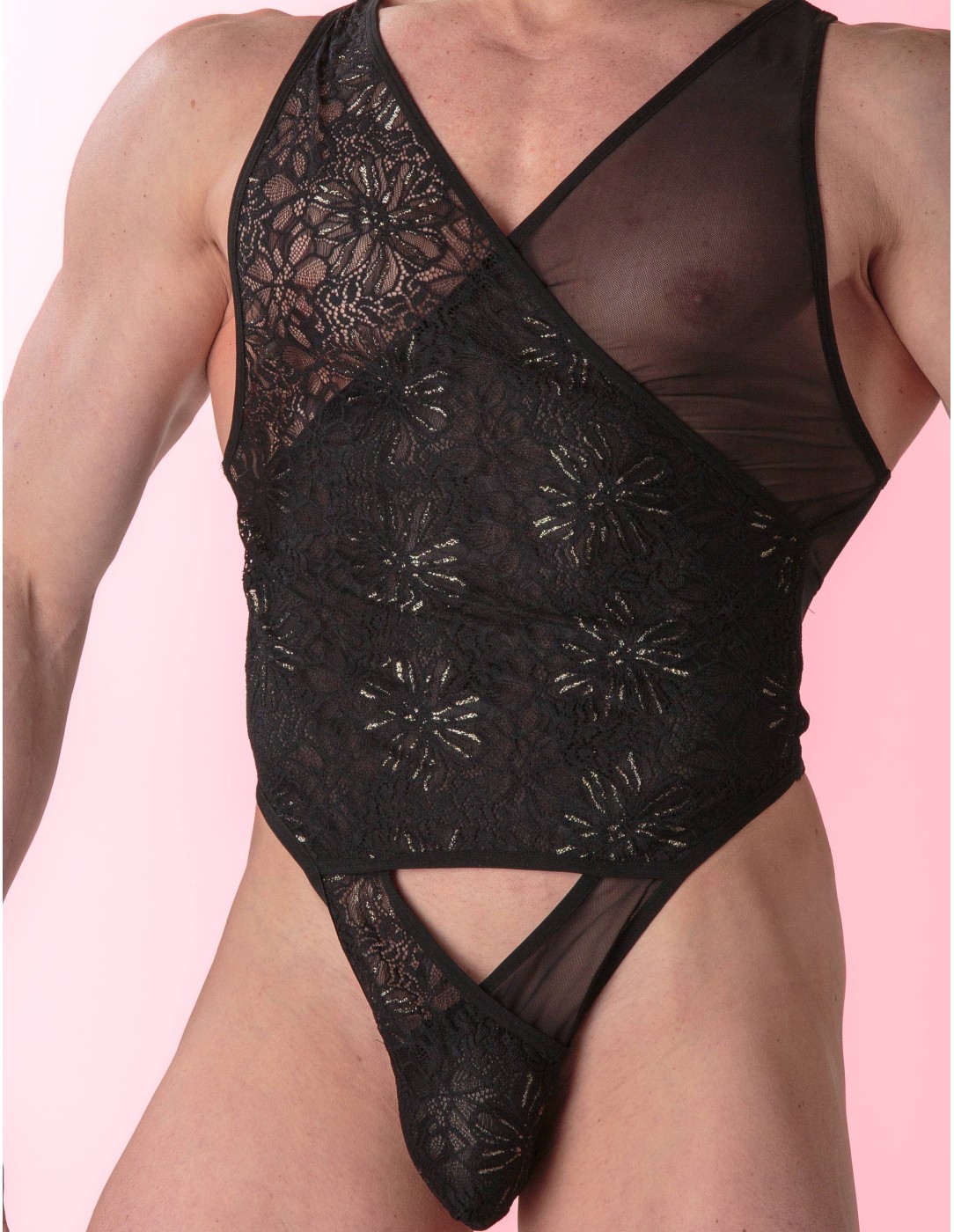 WOH - Pure Seduction Gold Lace Bodysuit - Black
