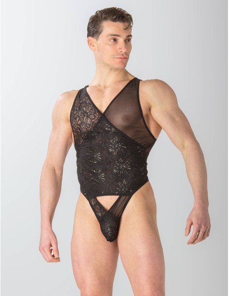 WOH - Pure Seduction Gold Lace Bodysuit - Black