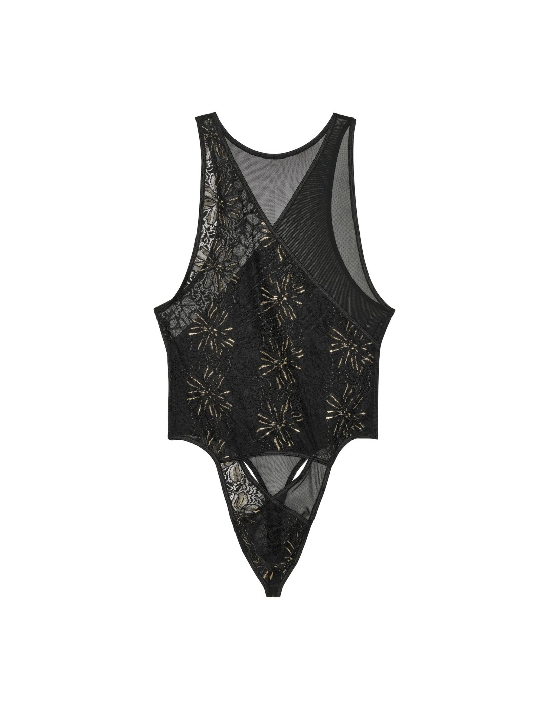 WOH - Pure Seduction Gold Lace Bodysuit - Black