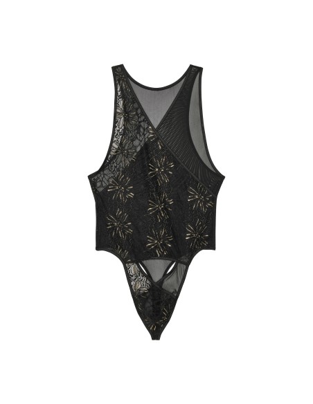 WOH - Pure Seduction Gold Lace Bodysuit - Black