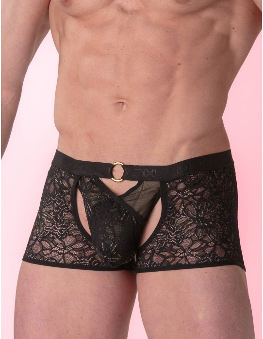 WOH - Pure Seduction Gold Lace Trunks Thong - Black