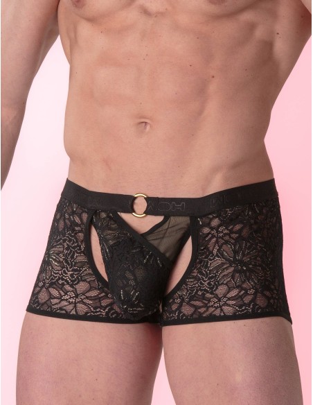 WOH - Pure Seduction Gold Lace Trunks Thong - Black
