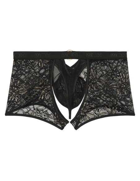 WOH - Pure Seduction Gold Lace Trunks Thong - Black