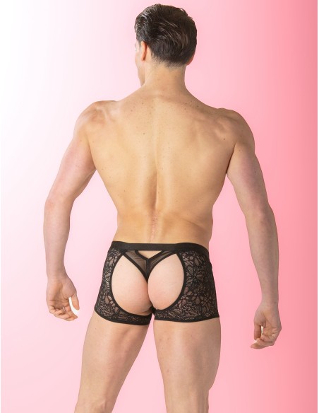 WOH - Pure Seduction Gold Lace Trunks Thong - Black