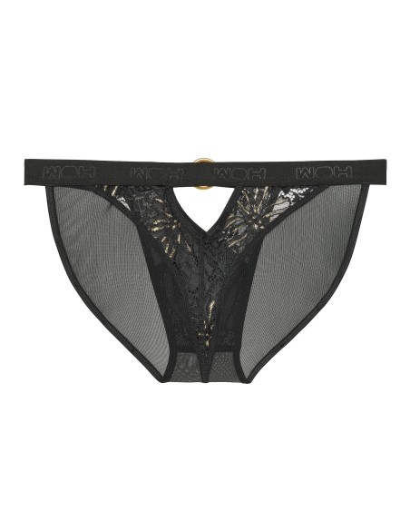 WOH - Pure Seduction Gold Lace Tanga Briefs - Black