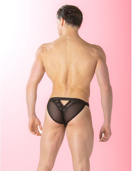 WOH - Pure Seduction Gold Lace Tanga Briefs - Black