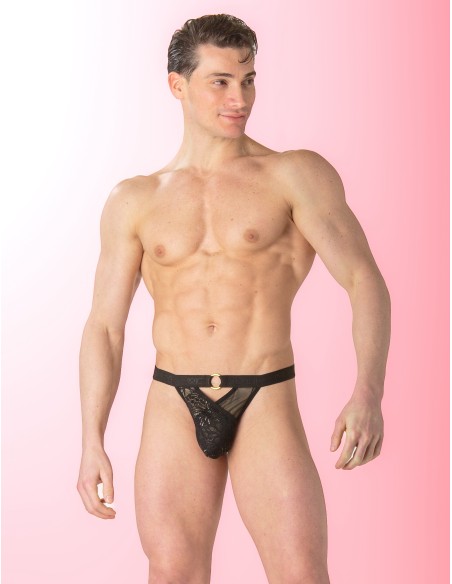 WOH - Pure Seduction Gold Lace Thong - Black