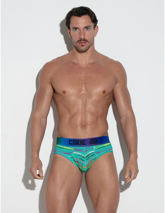 CODE 22 - New Pride Mesh Briefs - Turquoise