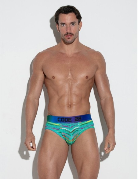 CODE 22 - New Pride Mesh Briefs - Turquoise