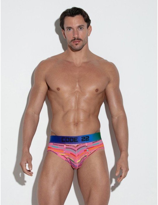 CODE 22 - New Pride Mesh Briefs - Pink