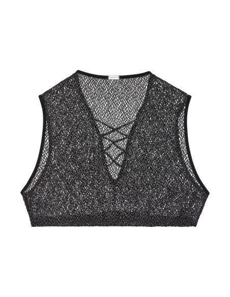 WOH - Night Universe Net Crop Top - Silver Grey