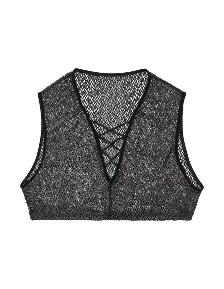 WOH - Night Universe Net Crop Top - Silver Grey