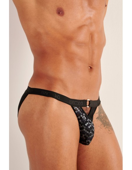 WOH - Pure Seduction Octagonal Lace Tanga Briefs - Black
