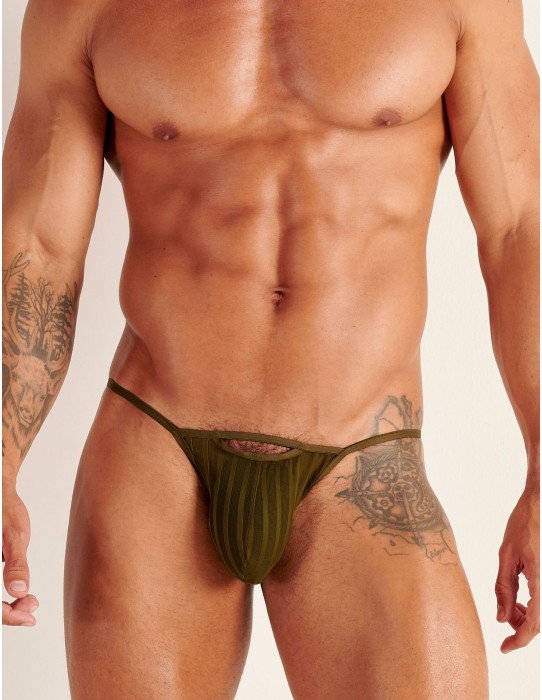 WOH - Personal Allure Stripe Thong - Olive