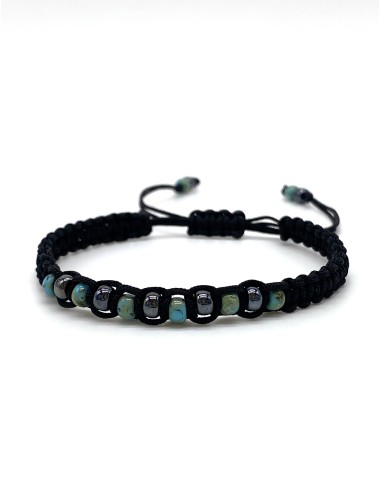 Zosimi Beads - Square Knot Bracelet - Turquoise and Black