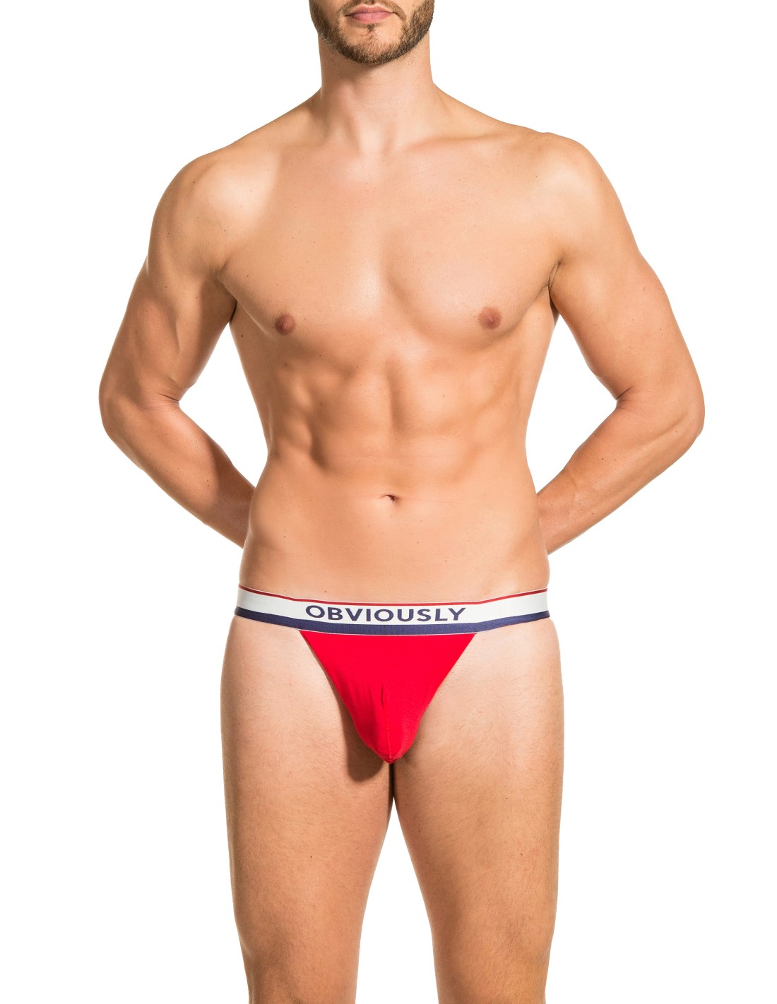 Among the new arrivals from Obviously Apparel, you will find the micro  modal made PrimeMan Thong in red with white and blue detailing featuring  the AnatoMAX pouch, shaped for the male anatomy 