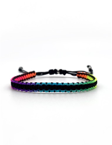 Zosimi Beads - Square Knot Bracelet - Black and Rainbow