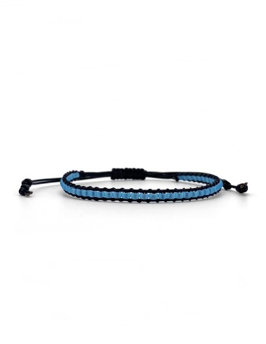 Zosimi Beads - Leather Bracelet - Black and Aqua Blue