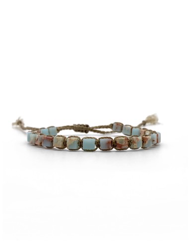 Zosimi Beads - Cubes Gemstone Bracelet - Light Blue/Red Jasper