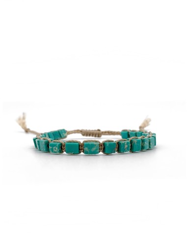 Zosimi Beads - Cubes Gemstone Bracelet - Turquoise Green/Beige Howlite