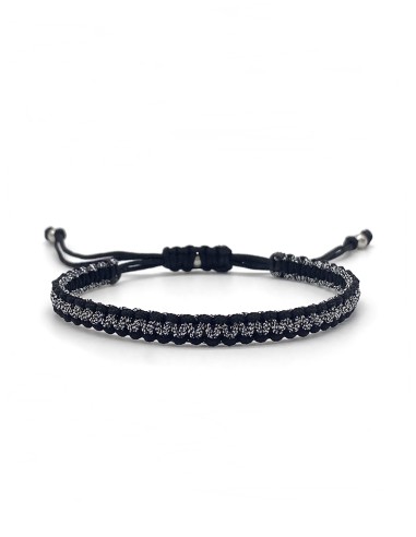 Zosimi Beads - Square Knot Bracelet - Black and Mottled Silver