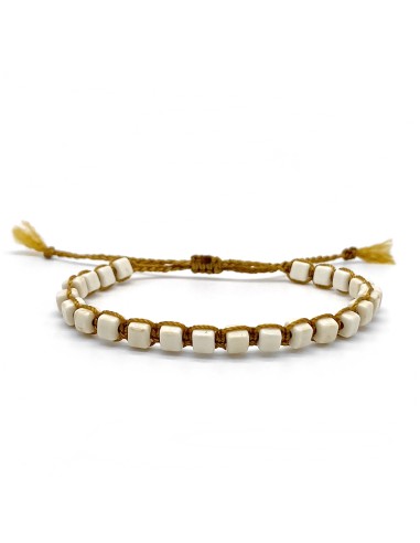 Zosimi Beads - Cubes Gemstone Bracelet - Natural White Howlite