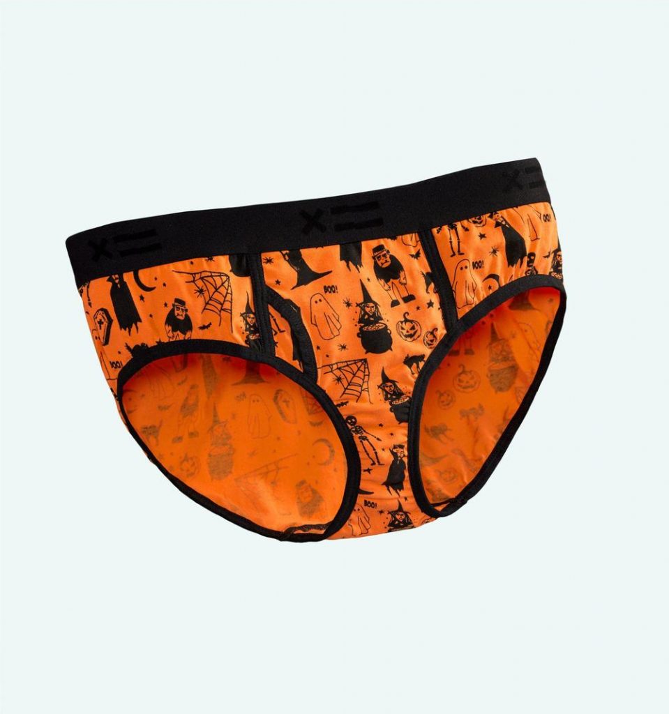 Prowler Halloween Pattern Briefs Orange & White Cartoon Pattern Underpants  for Men